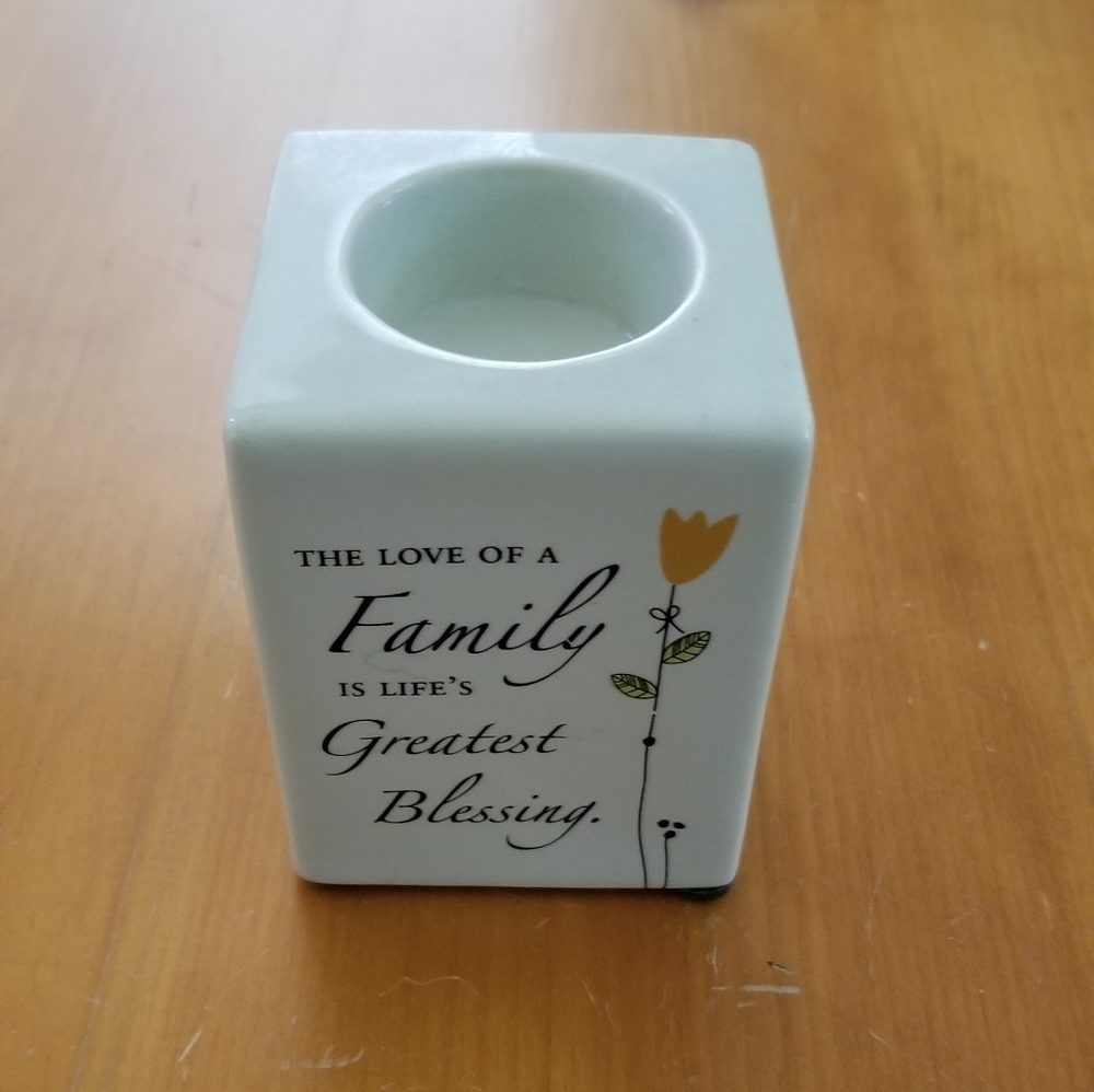 Block Candle Holder with Family Message